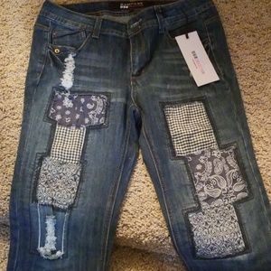 Patched Jean Capris